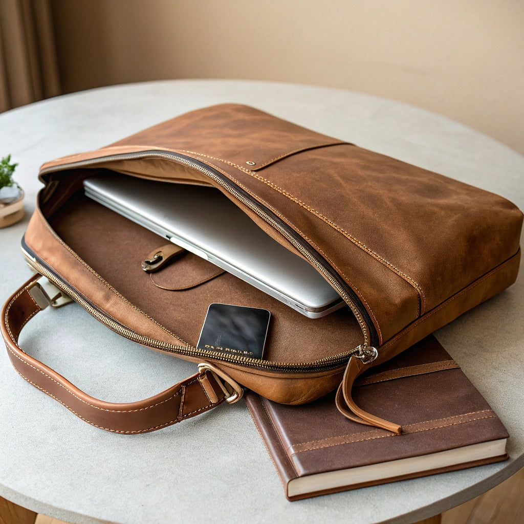 Brown Cow Leather Bag – Free Engraving & Delivery | 90-Day Warranty